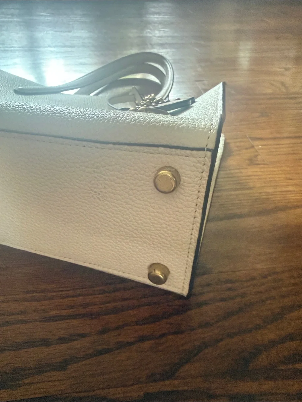 Coach White Pebbled Leather Satchel with Floral Charm